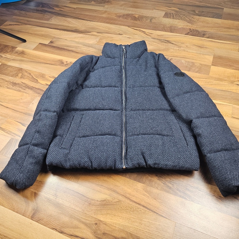 Lauren Ralph Lauren Puffer Jacket XS Navy Herringbone Quilted Lightweight Coat